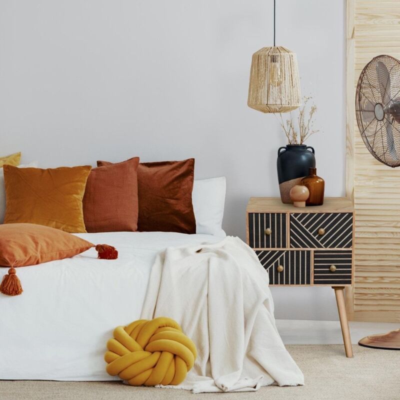 Table de chevet 4 tiroirs Gerald Bois et Noir