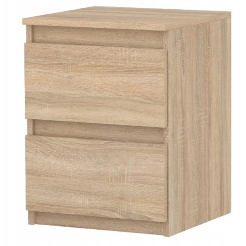 Table de chevet 40 cm - Chêne Sonoma - 2 tiroirs - Design moderne - Espace de rangement pratique