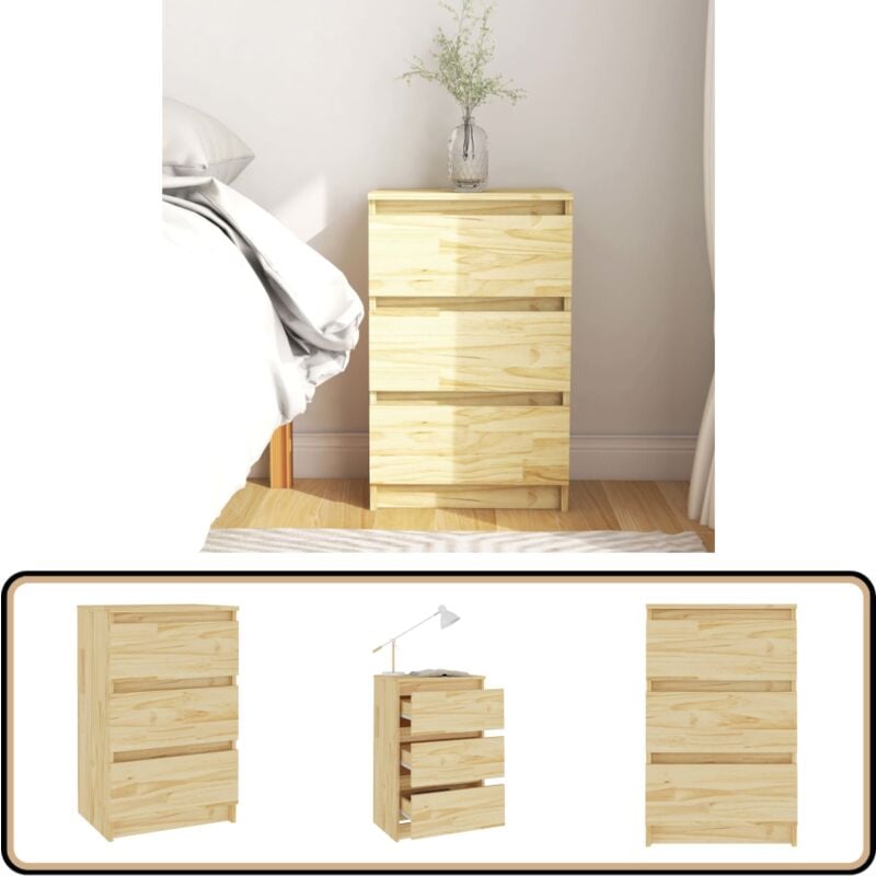 Table de chevet 40x29,5x64 cm Bois de pin solide - Table De Chevet - Meuble De Chambre - Table Nuit - Bois De Pin - Design Rustique