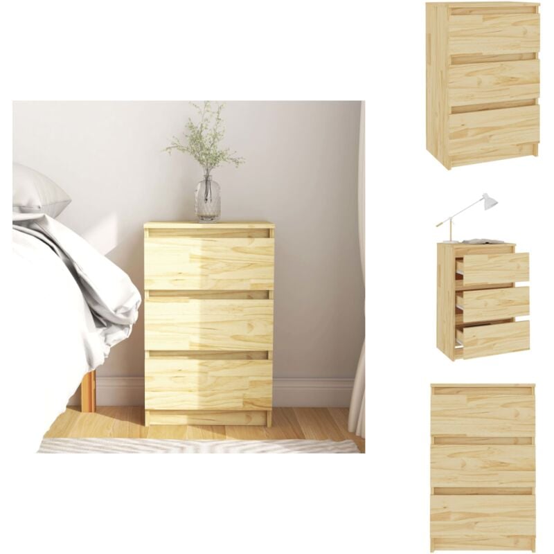 Table de chevet 40x29,5x64 cm Bois de pin solide - Table De Chevet - Meuble De Chambre - Table Nuit - Bois De Pin - Design Rustique