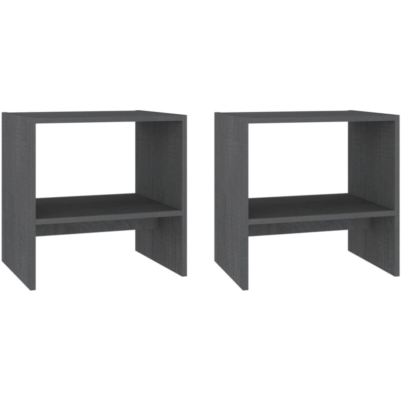 Tables de chevet 2 pcs Gris 40x30,5x40 cm Bois de pin massif Vidaxl