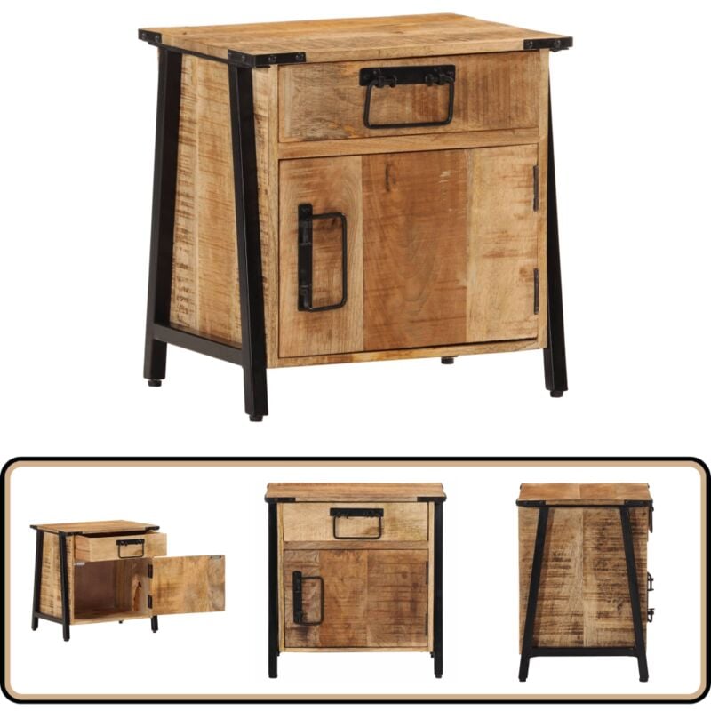 Table de chevet 40x30x42 cm bois de manguier massif - Table De Chevet - Meuble De Chambre - Commode - Nuit - Bois Massif