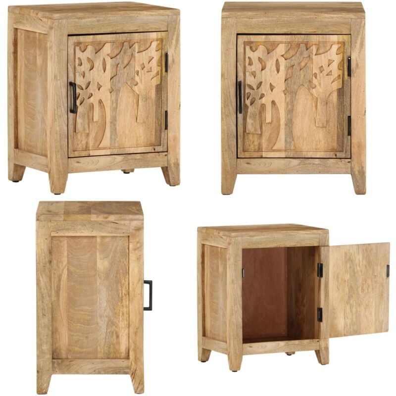 Table de chevet 40x30x50 cm Bois de manguier massif - Table De Chevet - Meuble De Chambre - Table D'appoint - Bois De Manguier - Design Vintage