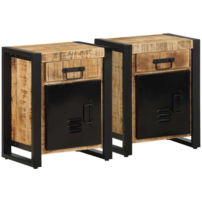 Vidaxl - Tables de chevet 2 pcs bois de manguier massif brut