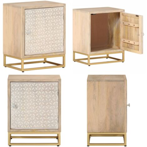 Table de chevet 40x30x50 cm bois massif manguier et fer - Table De Chevet - Commode - Meuble De Chambre - Rangement - Bois Massif - Home & Living