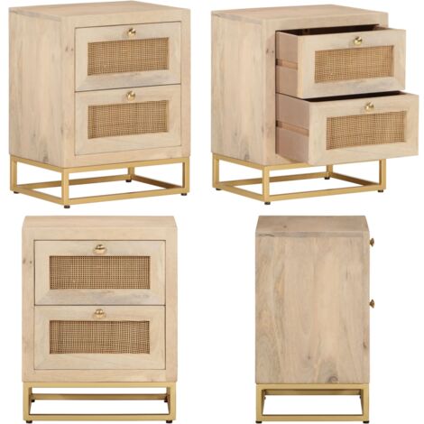 Table de chevet 40x30x50 cm bois massif manguier et fer - Table De Chevet - Commode - Meuble De Chambre - Rangement - Bois Massif - Home & Living