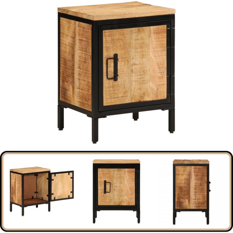 Table de chevet 40x30x52,5 cm bois de manguier massif brut - Table De Chevet - Meuble De Chambre - Table D'appoint - Bois De Manguier - Mobilier