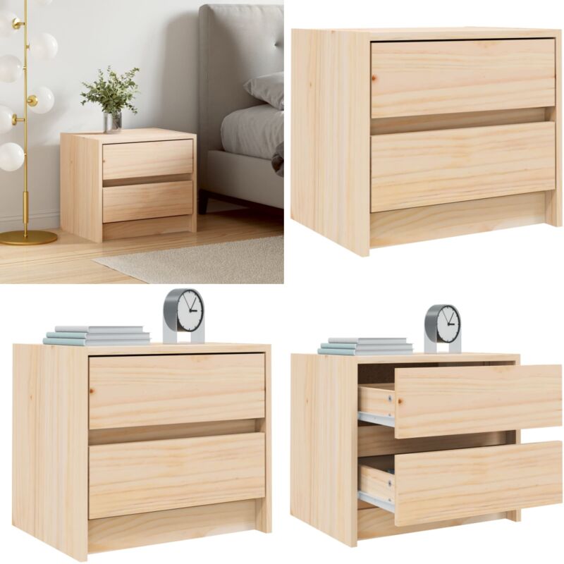 Table de chevet 40x31x35,5 cm bois de pin massif - Table De Chevet - Meuble De Chambre - Armoire De Chevet - Table Nuit - Bois De Pin - Home & Living