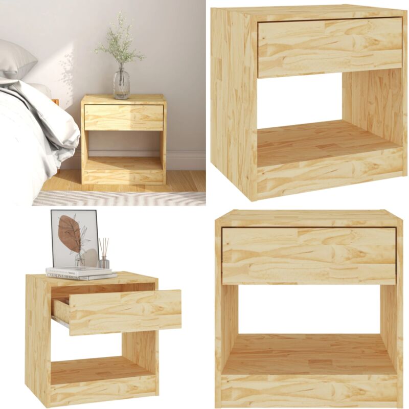 Table de chevet 40x31x40 cm bois de pin massif - Table De Chevet - Meuble De Chambre - Table Nuit - Bois De Pin - Design Rustique - Home & Living