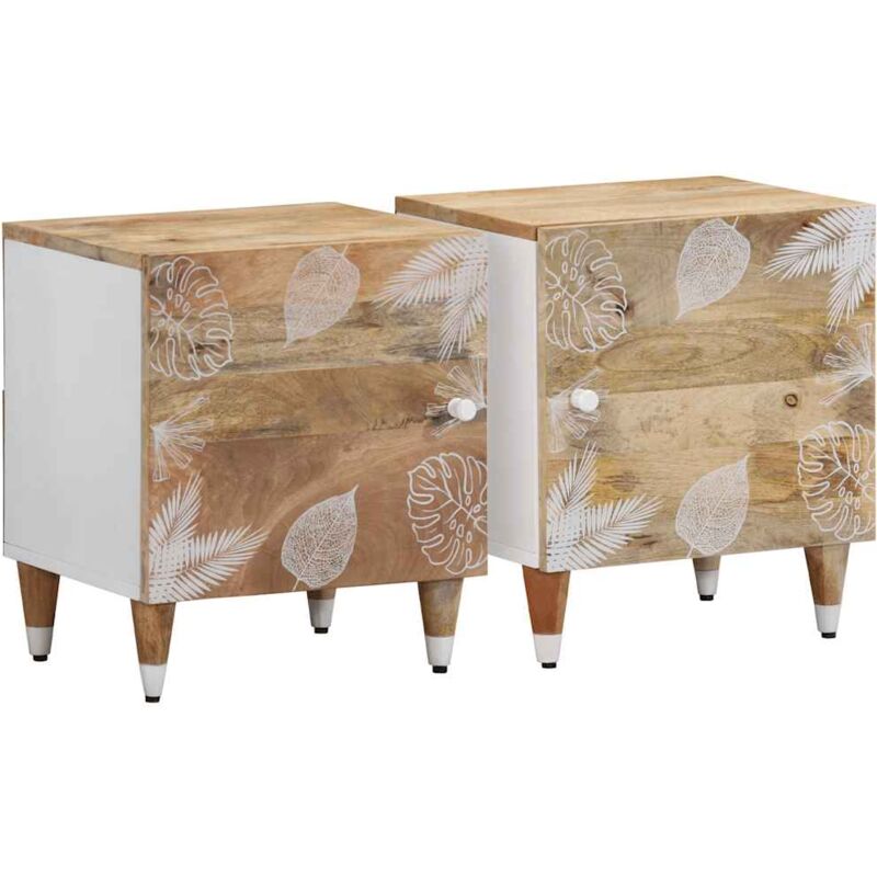 Tables de chevet 2 pcs 40x33,5x46 cm Bois de manguier solide - Vidaxl
