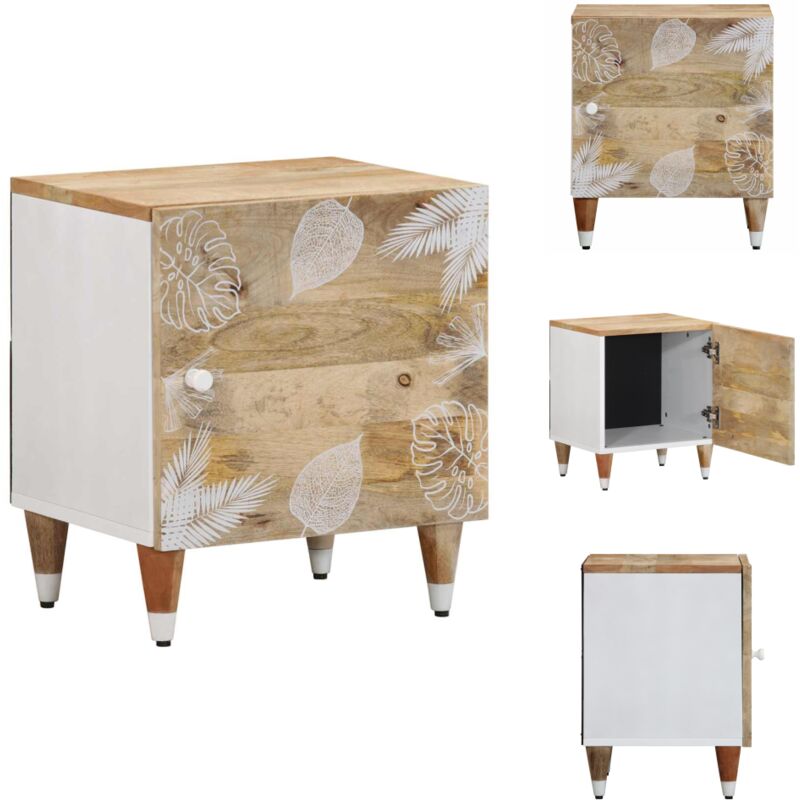 Table de chevet 40x33,5x46 cm bois de manguier solide - Table De Chevet - Tables De Chevet - Armoire De Lit - Table D'appoint Pour Chambre à Coucher