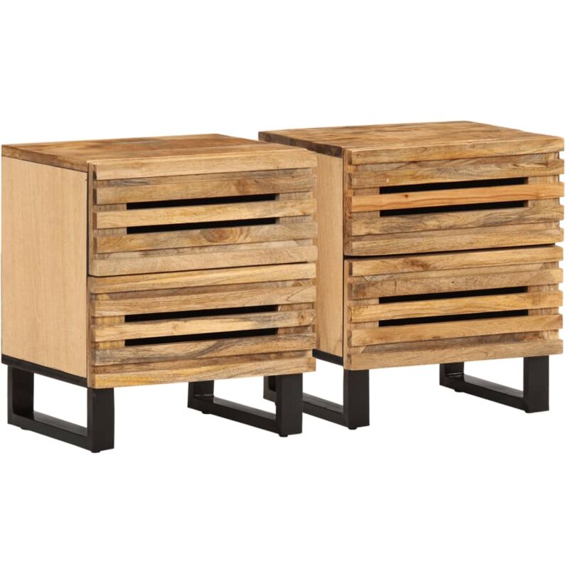 Tables de chevet 2 pcs 40x34x46 cm bois massif de manguier brut Vidaxl