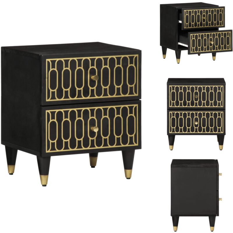 Table de chevet 40x33x46 cm Bois de manguier solide - Table De Chevet - Table Nuit - Meuble De Chambre - Style Rétro - Bois De Manguier