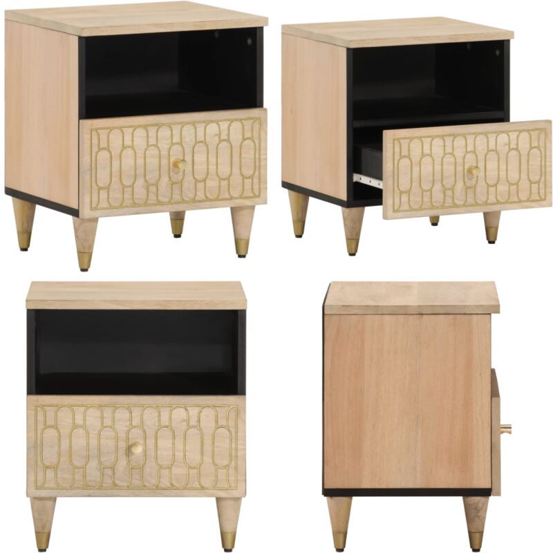 Table de chevet 40x33x46 cm Bois de manguier solide - Table De Chevet - Table Nuit - Mobilier Chambre - Bois Massif - Manguier - Home & Living