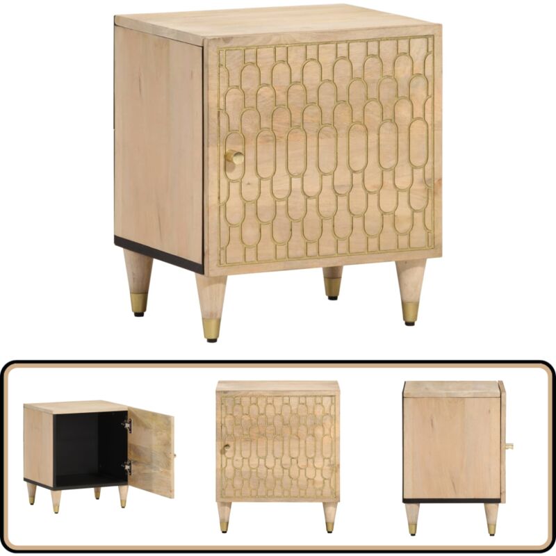 Table de chevet 40x33x46 cm Bois de manguier solide - Table De Chevet - Table Nuit - Mobilier Vintage - Meuble En Bois Massif - Bois De Manguier