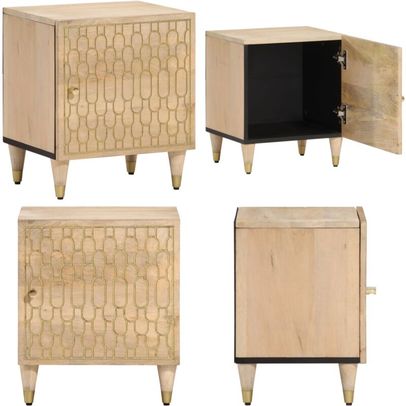Table de chevet 40x33x46 cm Bois de manguier solide - Table De Chevet - Table Nuit - Mobilier Vintage - Meuble En Bois Massif - Bois De Manguier