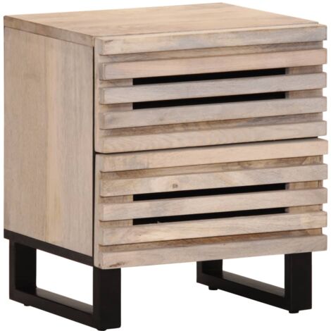 Table de chevet 40x34x46 cm bois de manguier massif blanchi vidaXL