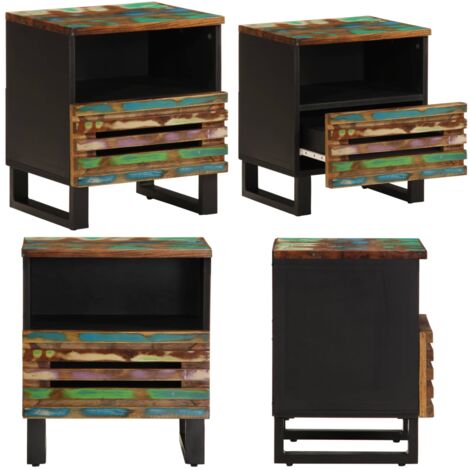 Table de chevet 40x34x46 cm bois massif de récupération - Table De Chevet Industrielle - Meuble De Chambre - Table De Nuit - Rangement - Design Industriel - Home & Living