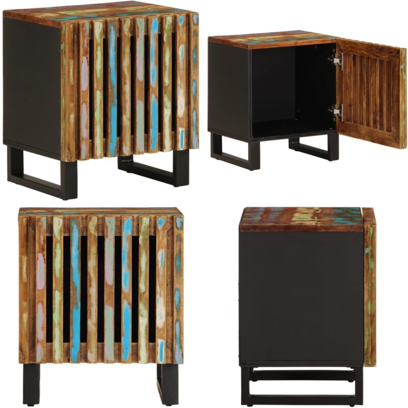 Table de chevet 40x34x46 cm bois massif de récupération - Table De Chevet Industrielle - Meuble De Chambre - Table De Nuit - Rangement Tiroir