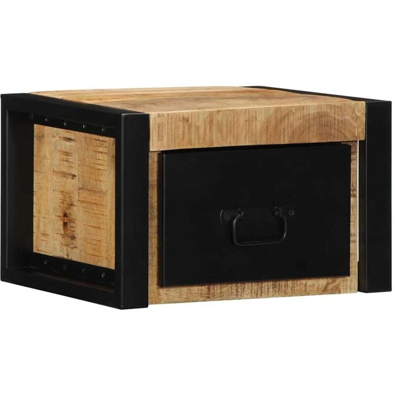 Tables de chevet 2 pcs 40x35x25 cm bois de manguier massif brut - Vidaxl