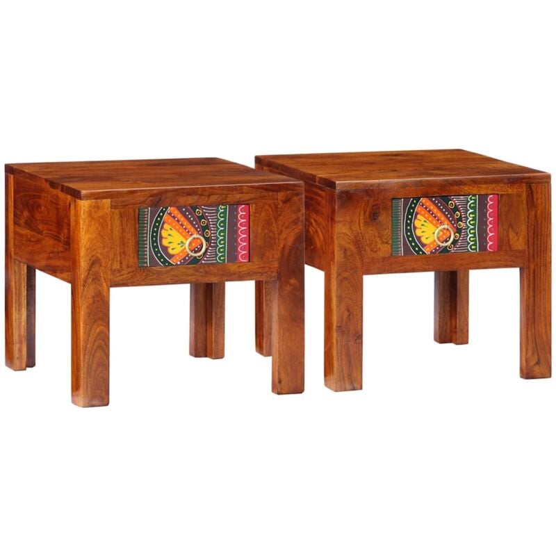 Tables de chevet 2 pcs 40x40x36 cm bois d'acacia massif - Vidaxl