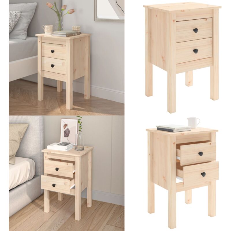 Table de chevet 40x35x61,5 cm Bois de pin massif - Table De Chevet - Meuble De Chambre - Table Nuit - Bois De Pin - Mobilier Rustique - Home & Living
