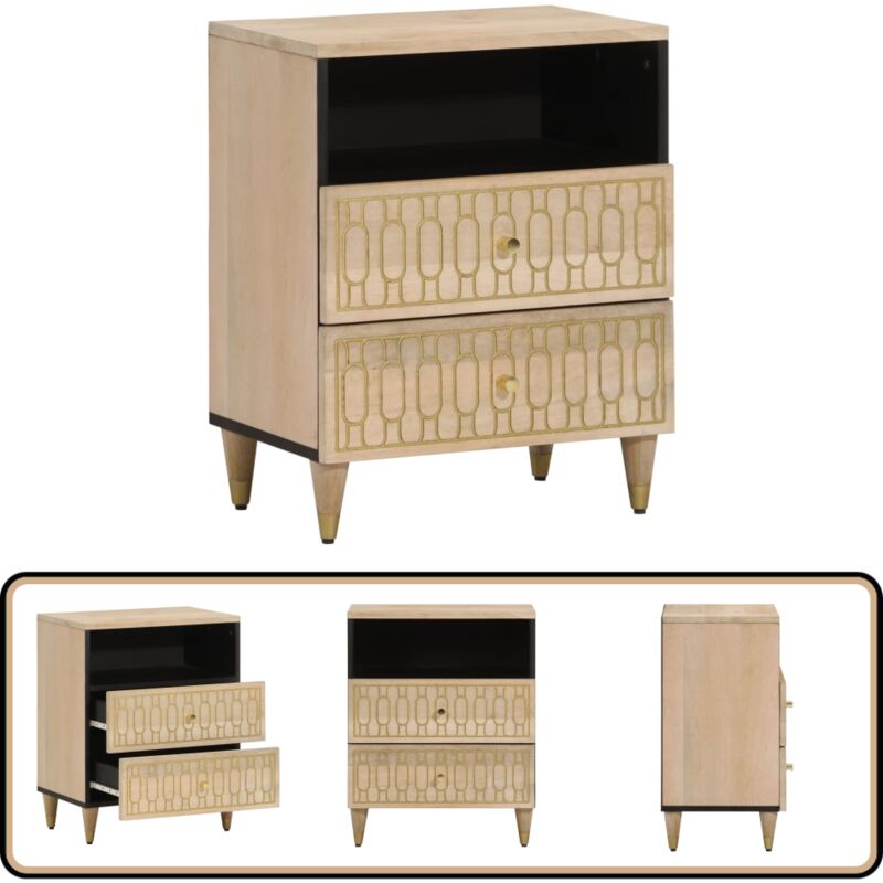 Table de chevet 50x33x60 cm bois de manguier massif - Table De Chevet - Meuble De Chambre - Mobilier - Bois De Manguier - Design Scandinave