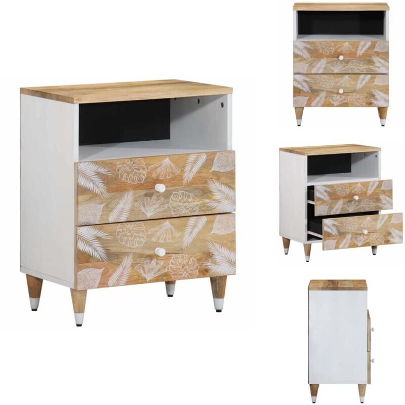 Table de chevet 50x33x60 cm bois de manguier massif - Table De Chevet - Tables De Chevet - Armoire De Lit - Table D'appoint Pour Chambre à Coucher