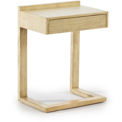 Table de chevet 50x35x66 Bois Blanc voilé