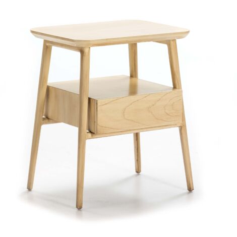 Table de chevet 50x38x60 Bois Blanc Voilé