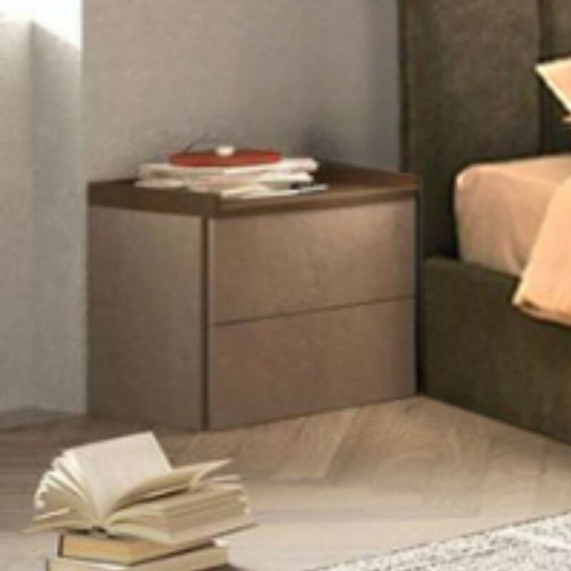 Toscohome - Table de chevet 53x51h cm avec 2 tiroirs bronze et noyer - Quinn