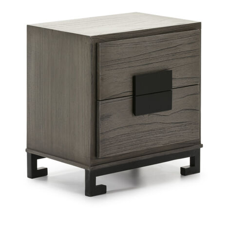 Table de chevet 56x41x60 Bois Mindi Gris/Noir