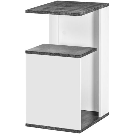 Table de chevet à 2 étagères pour chambre/salon, style moderne, 35 x 29,5 x 60 cm, gris et blanc