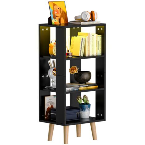 Table de chevet à 3 niveaux avec bande lumineuse de 0,4 m pour chambre à coucher, salon, 40 x 30 x 87,5 cm, noir