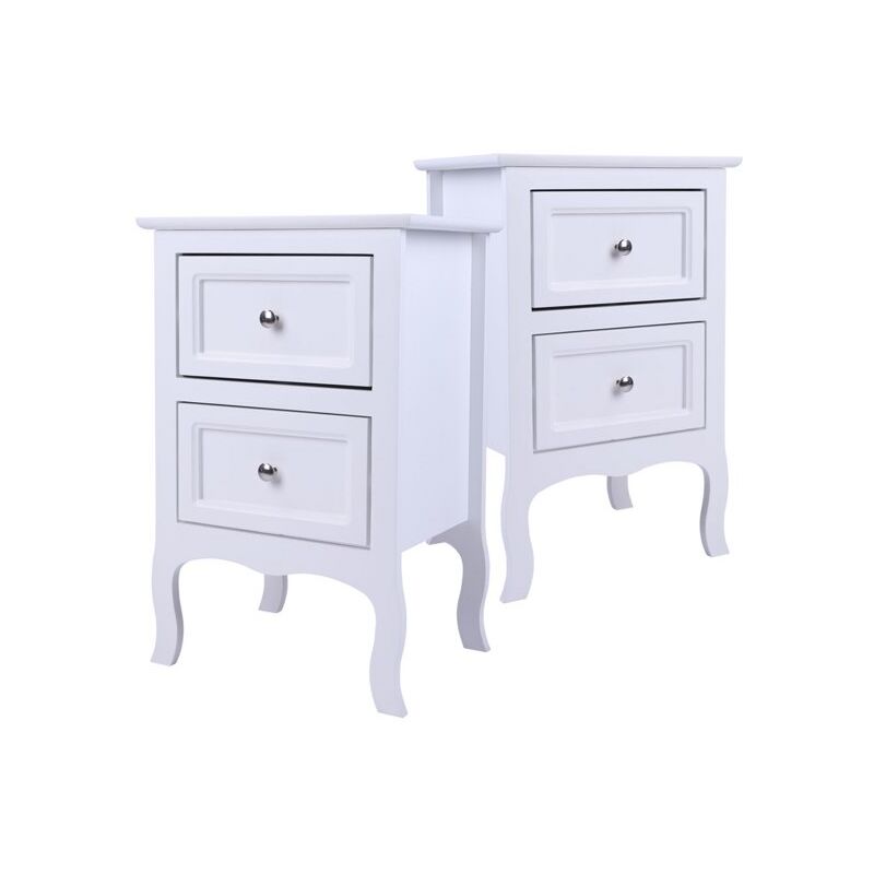 Dolaso - Table de chevet à deux tiroirs 2PCS, 403060 cm, blanche