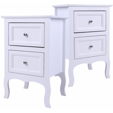 Table de chevet à deux tiroirs 2PCS, 403060 cm, blanche