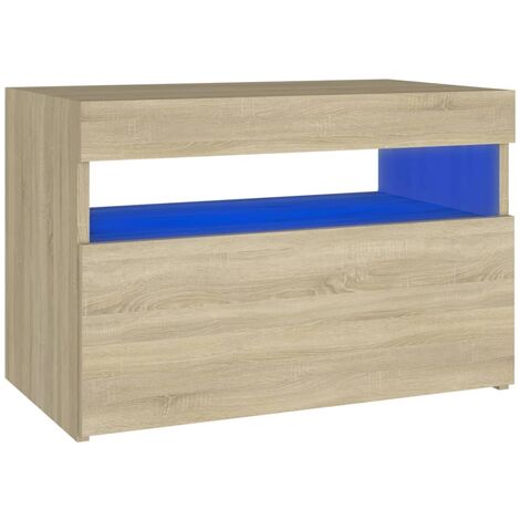 Table de chevet à LED Chêne sonoma 60x35x40