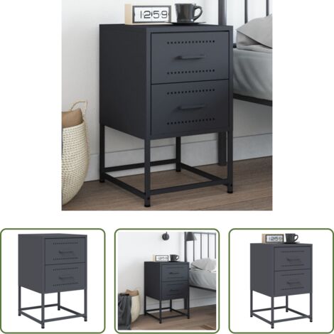 Table de chevet acier -  Table de chevet anthracite 36x39x60,5 cm acier