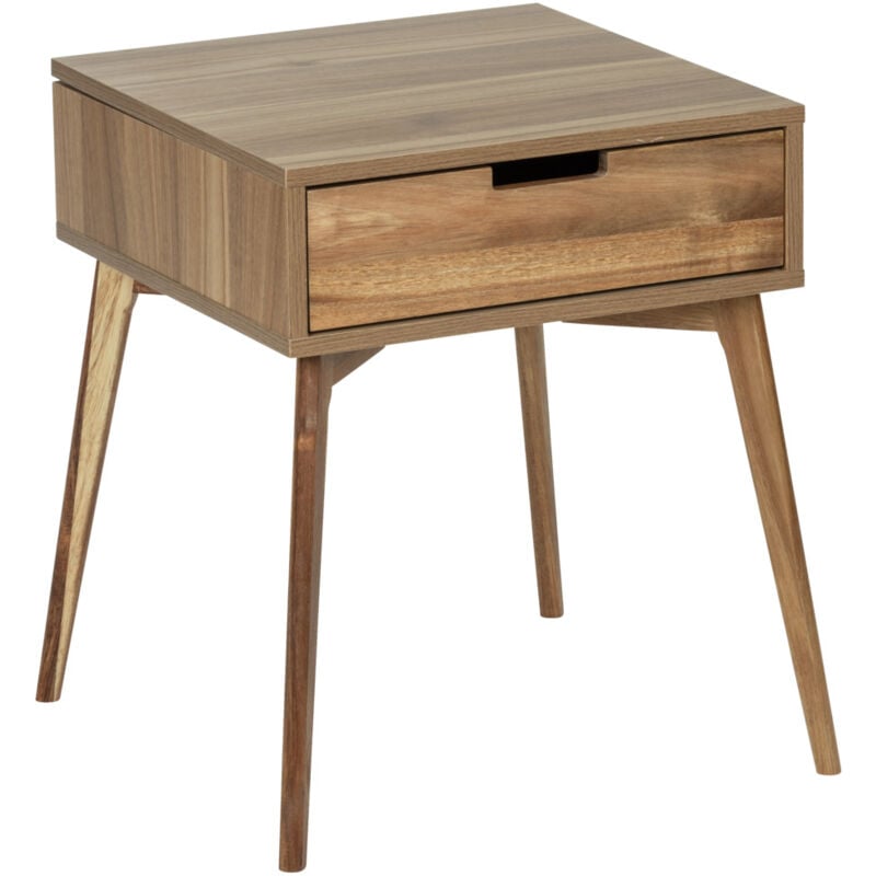 wenko - table de nuit scandinave acina, petite table d'appoint avec tiroir, bois acacia certifié fsc, 50x55x50 cm, marron