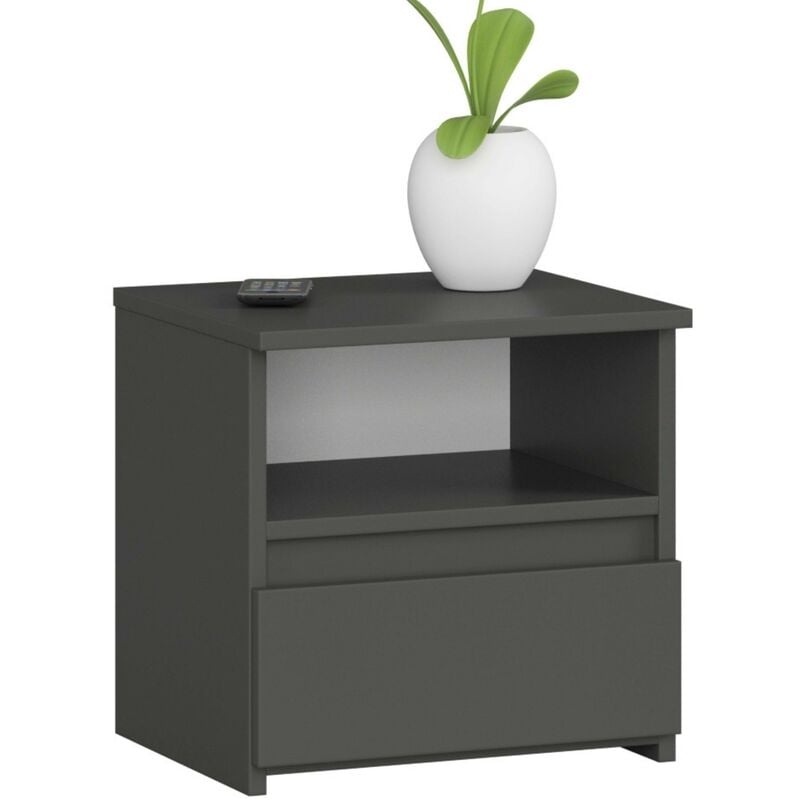 Table de chevet Akord CL1 Gris Graphite 40 cm 1 tiroir façade Gris Graphite 1 étagère 40x35x40 cm