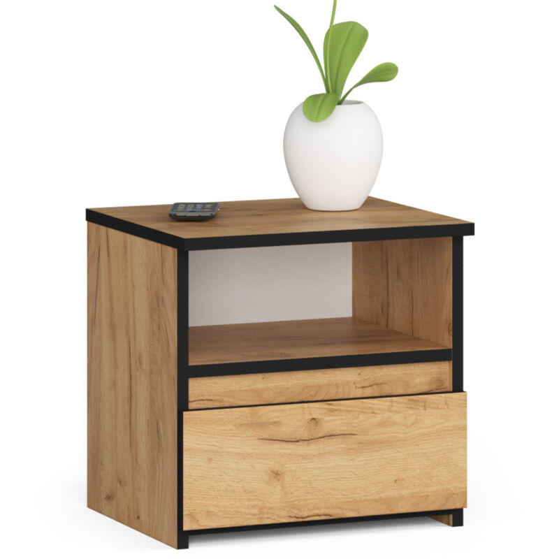 Table de chevet Akord CL1 Chêne Craft 40 cm 1 tiroir façade Chêne Craft 1 étagère 40x35x40 cm