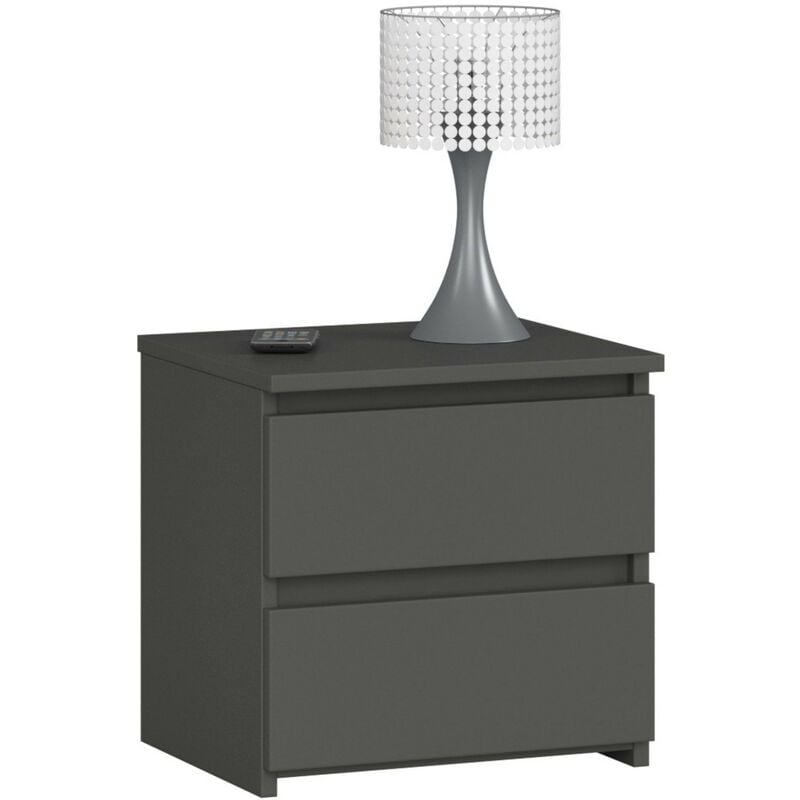 Table de chevet Akord CL2 Gris Graphite 40 cm 2 tiroirs façade Gris Graphite 40x35x40 cm