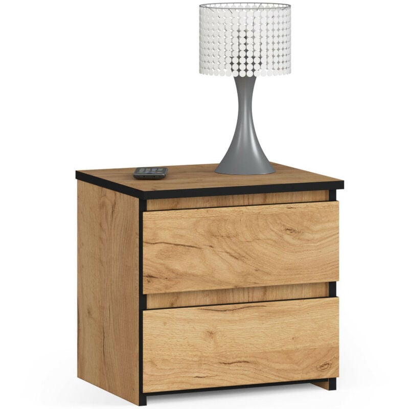 Table de chevet AKORD CL2 Chêne Craft 40 cm 2 tiroirs façade Chêne Craft 40x35x40 cm