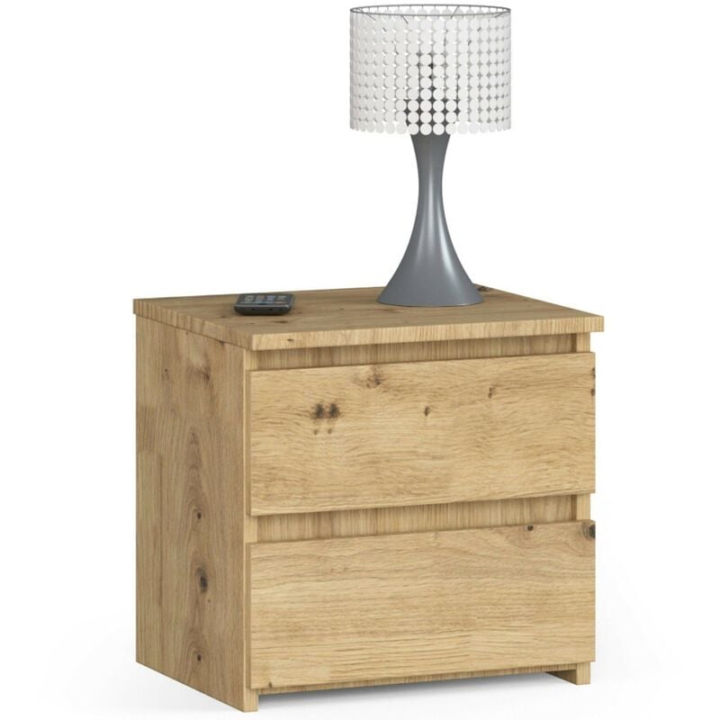 Table de chevet Akord CL2 Chêne Artisan 40 cm 2 tiroirs façade Chêne Artisan 40x35x40 cm