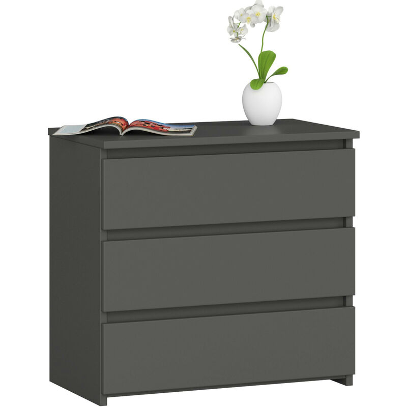 Akord - Table de chevet CL3 Gris Graphite 60 cm 3 tiroirs façade Gris Graphite 60x35x57 cm