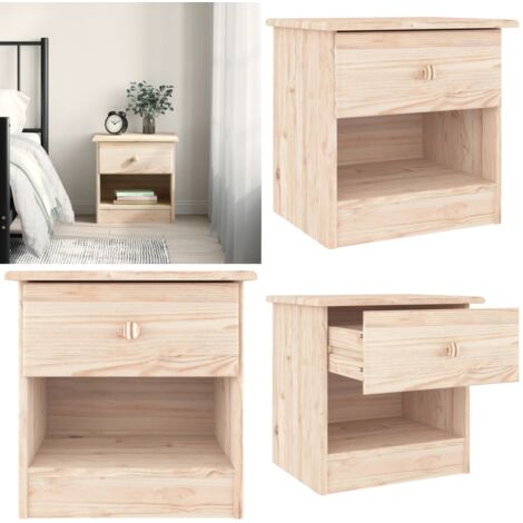 Table de chevet ALTA 41x35x41 cm bois de pin massif - Table De Chevet - Meuble De Chambre - Commode - Armoire De Chevet - Bois Massif - Home & Living