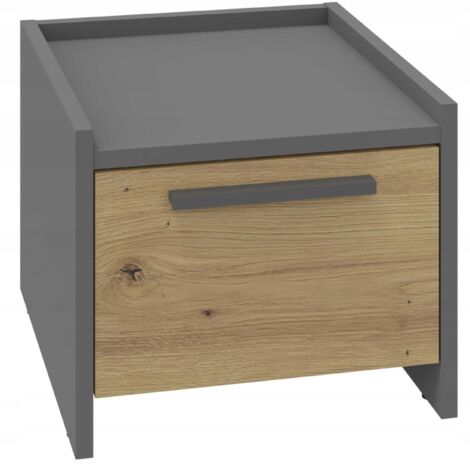 Table de chevet ALTIVO 1SW, chêne artisanal anthracite, 1 tiroir haut