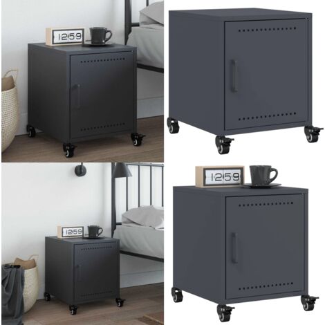 Table de chevet anthracite 36x39x43,5 cm acier - Table De Chevet - Meuble De Chambre - Table Nuit - Rangement Tiroir - Meuble Moderne - Home & Living