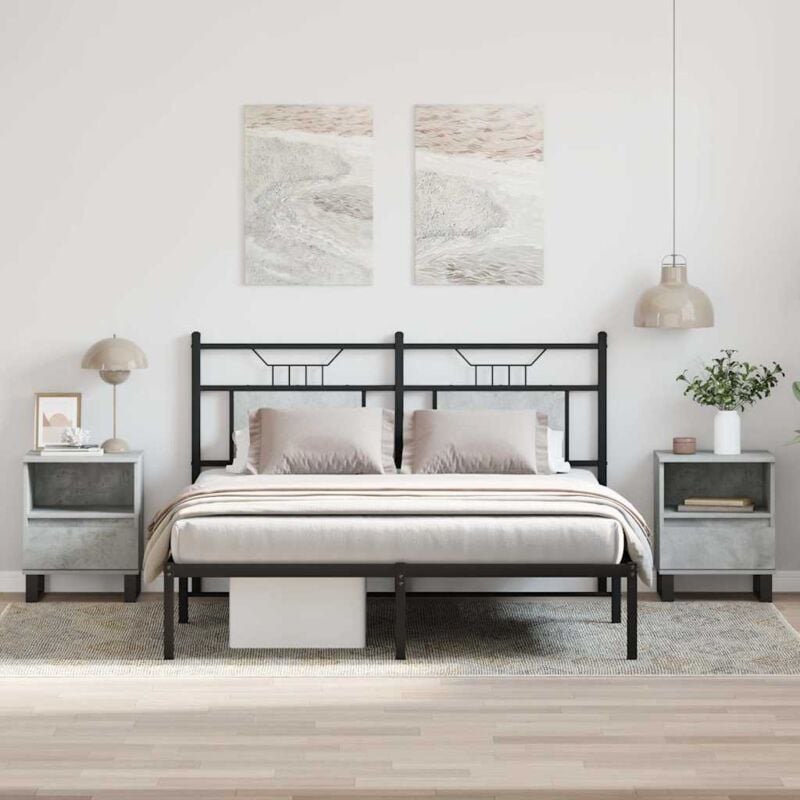 Tables de chevet 2 pcs gris béton 40x35x50 cm bois d'ingénierie