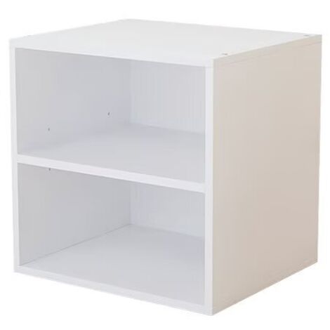 Table de Chevet avec 2 Compartiments Ouverts, Table de Nuit, Design Simple, en Bois d'Ingénierie,Blanc